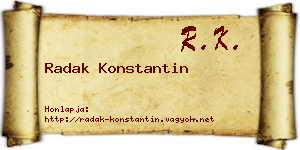 Radak Konstantin névjegykártya